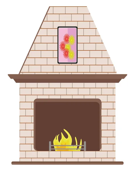 Fireplace Illustration Vector White Background — Stock Vector