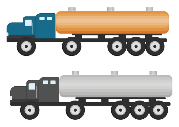 Camiones Combustible Ilustración Vector Sobre Fondo Blanco — Archivo Imágenes Vectoriales