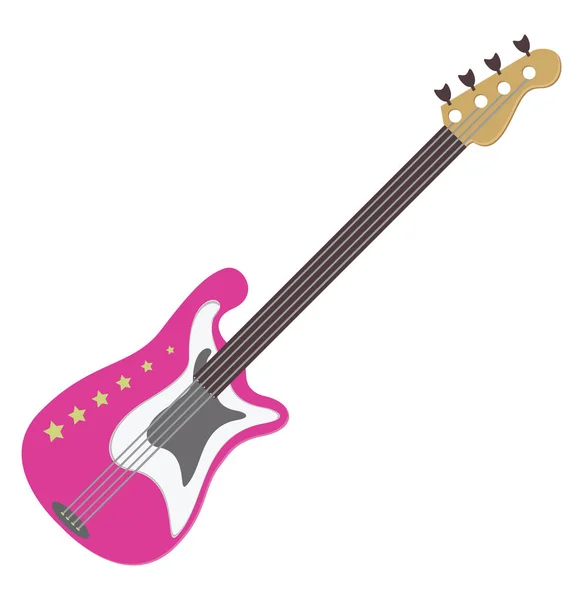 Guitarra Rosa Ilustração Vetor Sobre Fundo Branco — Vetor de Stock