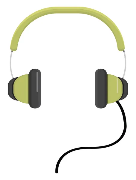 Zöld Headset Illusztráció Vektor Fehér Háttér — Stock Vector