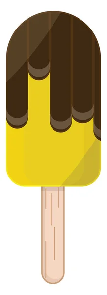 Glace Chocolat Sur Bâton Illustration Vecteur Sur Fond Blanc — Image vectorielle