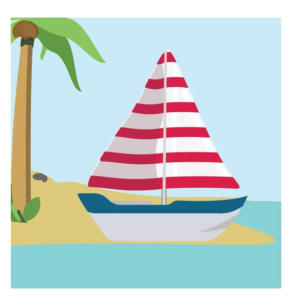 Island Ship Illustration Vector White Background — Stock Vector