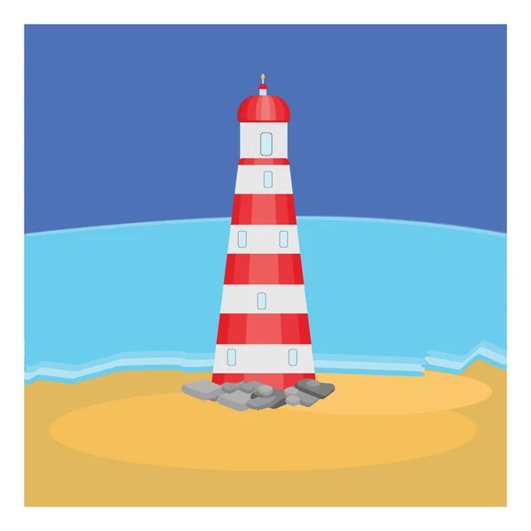 Lighthouse Shore Illustration Vector White Background — Stock Vector