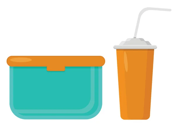 ソーダとランチボックス イラスト 白い背景のベクトル — ストックベクタ