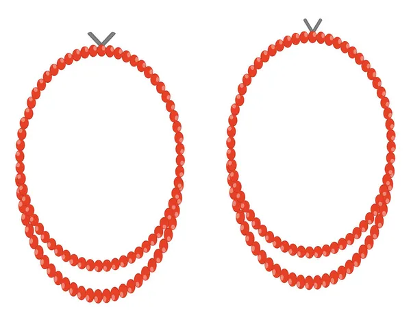 赤いネックレス イラスト 白い背景のベクトル — ストックベクタ