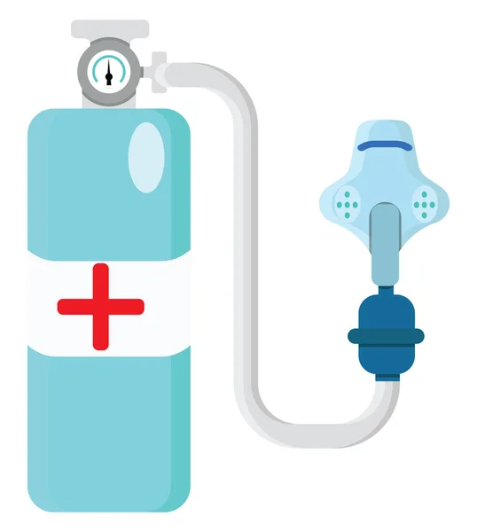 Oxygen Mask Cylinder Illustration Vector White Background — Stock Vector