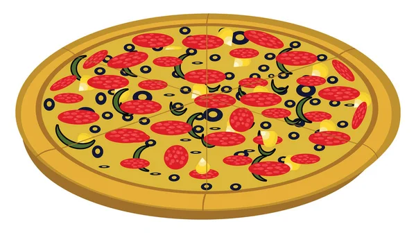 Итальянская Пицца Иллюстрация Вектор Белом Фоне — стоковый вектор