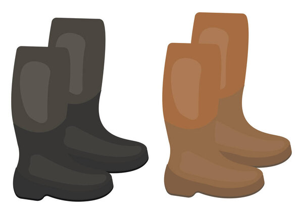 Резиновая обувь, иллюстрация, вектор на белом фоне.
