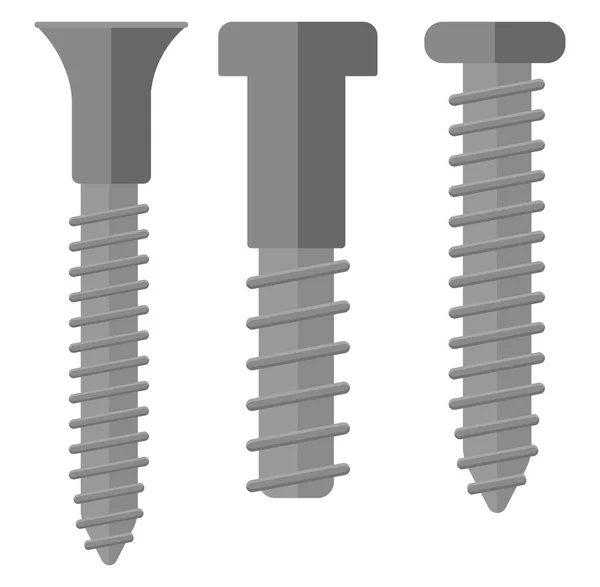 Tornillos Grises Ilustración Vector Sobre Fondo Blanco — Archivo Imágenes Vectoriales