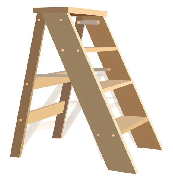 Wooden Ladder Illustration Vector White Background — Stock Vector