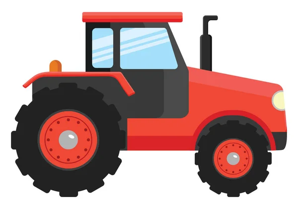 Röd Traktor Illustration Vektor Vit Bakgrund — Stock vektor