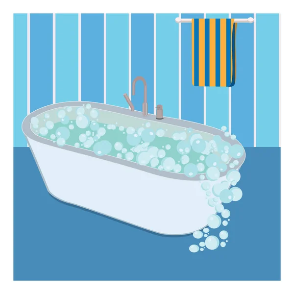 Bañera Con Burbujas Ilustración Vector Sobre Fondo Blanco — Vector de stock