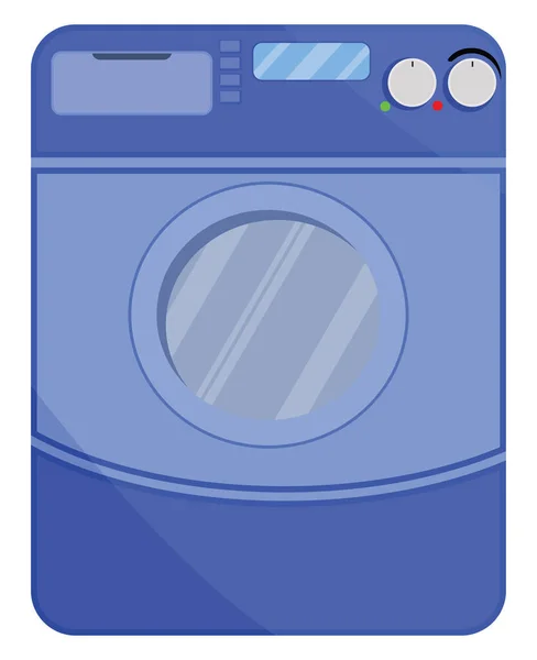 Máquina Lavar Roupa Azul Ilustração Vetor Sobre Fundo Branco — Vetor de Stock