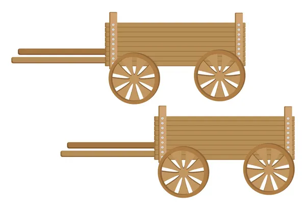 Old Wooden Cart Illustration Vector White Background — Stock Vector
