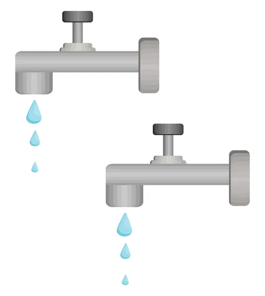 Wasserhahn Mit Wassertropfen Illustration Vektor Auf Weißem Hintergrund — Stockvektor