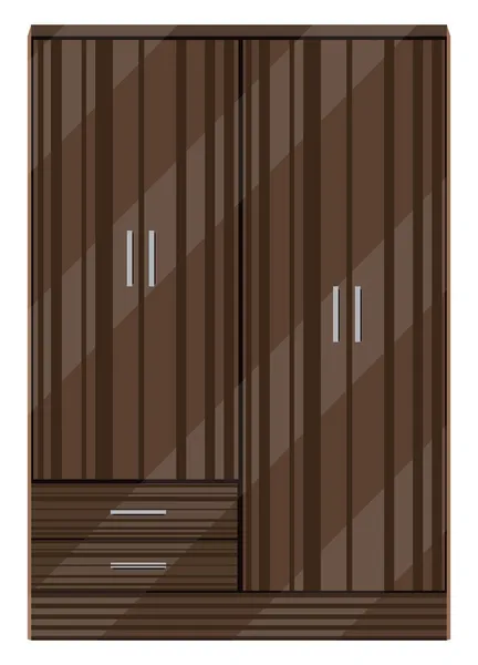 Brown Wardrobe Illustration Vector White Background — Stock Vector