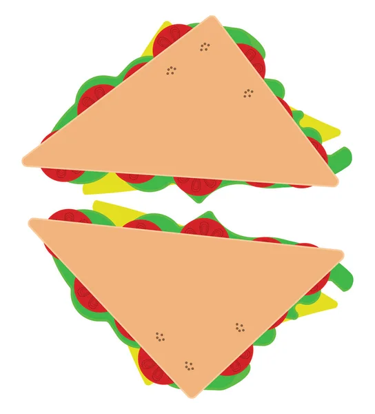 Треугольник Вкусный Сэндвич Иллюстрация Вектор Белом Фоне — стоковый вектор