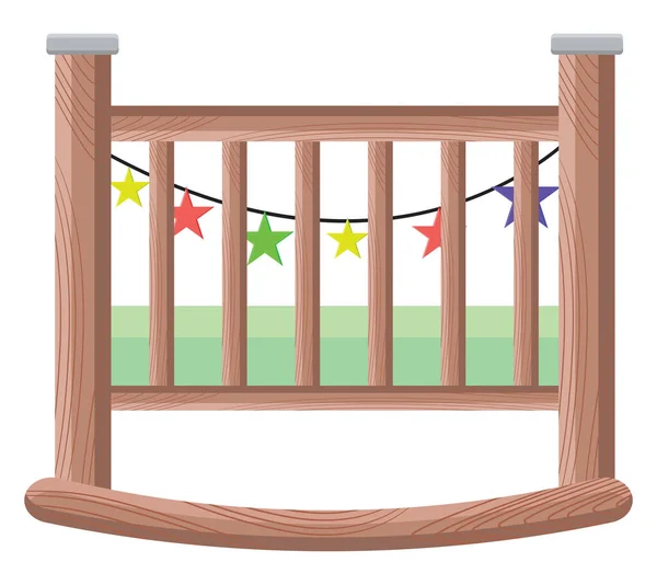 Wooden Baby Bed Illustration Vector White Background — Stock Vector