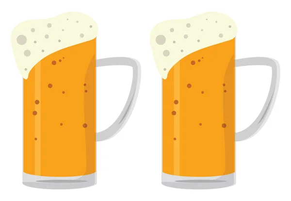 白を基調とした2つのビールマグカップ イラスト ベクター — ストックベクタ