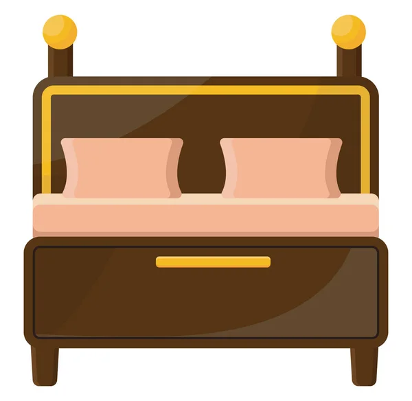木製のベッド イラスト 白い背景のベクトル — ストックベクタ