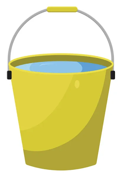 Κίτρινος Κουβάς Γεμάτος Νερό Εικονογράφηση Διάνυσμα Λευκό Φόντο — Διανυσματικό Αρχείο