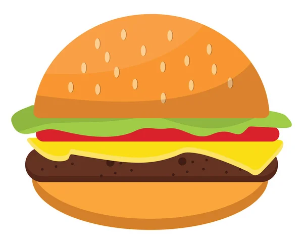 Fast Food Hamburger Illustrazione Vettore Sfondo Bianco — Vettoriale Stock