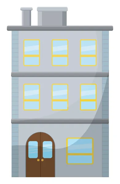Edificio Grigio Illustrazione Vettore Sfondo Bianco — Vettoriale Stock