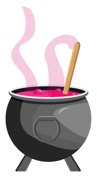 Μεγάλο Καζάνι Ροζ Υγρό Αυτό Εικονογράφηση Διάνυσμα Λευκό Φόντο — Διανυσματικό Αρχείο