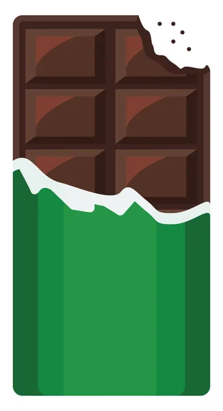 Barra Chocolate Invólucro Verde Ilustração Vetor Sobre Fundo Branco — Vetor de Stock