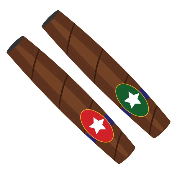 Zwei Zigarren Illustration Vektor Auf Weißem Hintergrund — Stockvektor