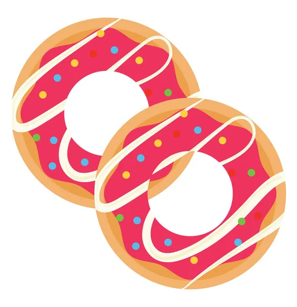 Donuts Mit Rosa Glasur Und Streusel Illustration Vektor Auf Weißem — Stockvektor