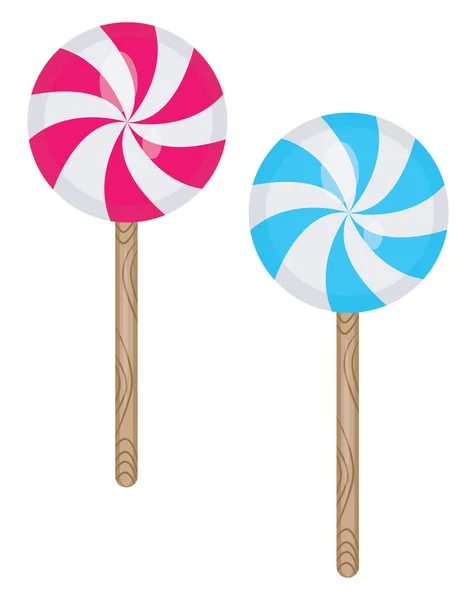 Roze Blauwe Wervelende Lolipops Illustratie Vector Een Witte Achtergrond — Stockvector