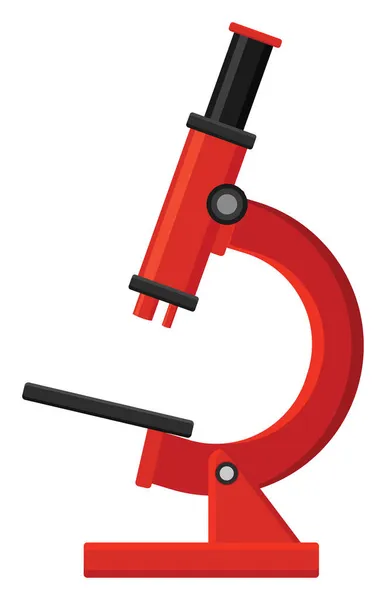 Microscopio Rosso Illustrazione Vettore Sfondo Bianco — Vettoriale Stock