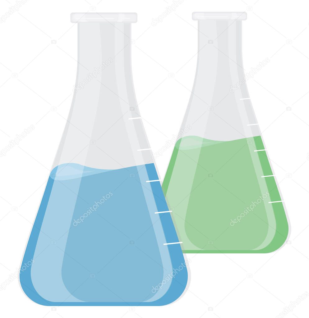 Chemical flask, illustration, vector on a white background.