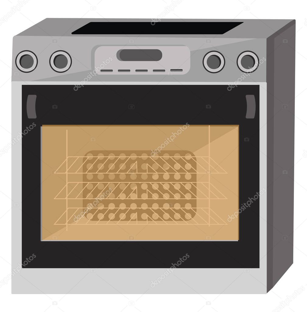 Kitchen oven, illustration, vector on a white background.