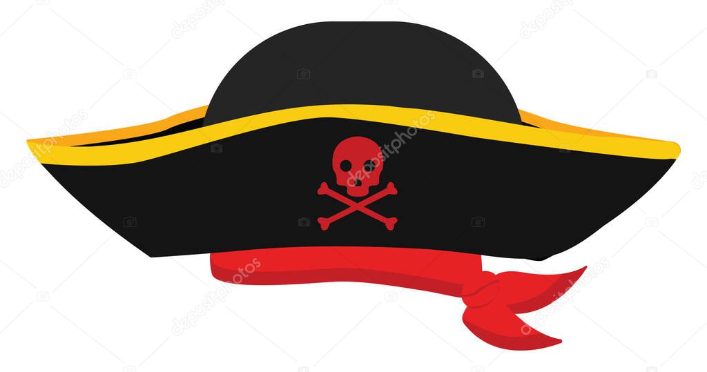 Pirate hat, illustration, vector on a white background.