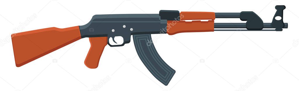 Old Ak47, illustration, vector on a white background.