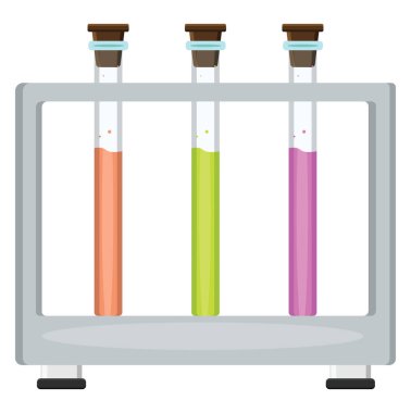 Laboratuvar test tüpleri, illüstrasyon, beyaz arkaplan üzerindeki vektör.