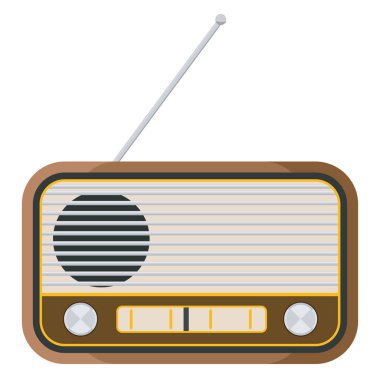 Eski kahverengi radyo, illüstrasyon, beyaz arkaplandaki vektör.