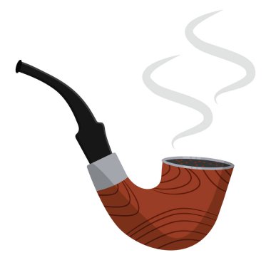 Eski kahverengi duman piposu, illüstrasyon, beyaz arka planda vektör..