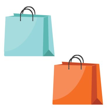 İki alışveriş çantası, illüstrasyon, beyaz arka planda vektör..