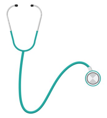 Mavi steteskop, illüstrasyon, beyaz arkaplanda vektör.