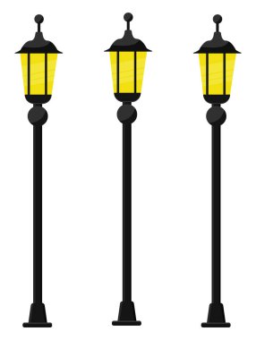 Süslü sokak lambaları, illüstrasyon, beyaz arka planda vektör.