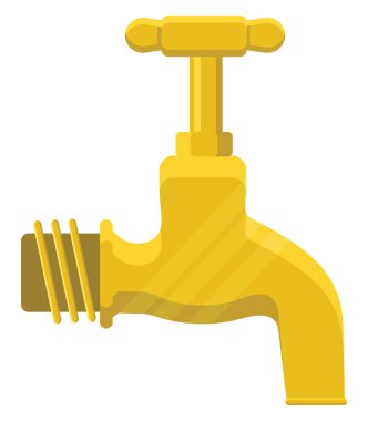 Altın musluk, illüstrasyon, beyaz arkaplandaki vektör.