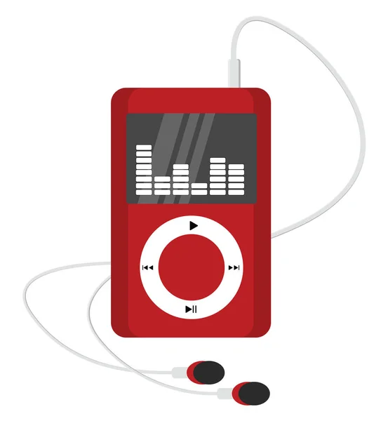 Lecteur Mp3 Rouge Illustration Vecteur Sur Fond Blanc — Image vectorielle