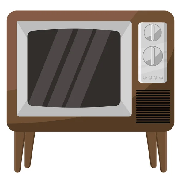 Antiguo Televisor Ilustración Vector Sobre Fondo Blanco — Vector de stock