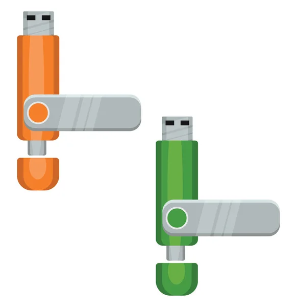 Due Pendrive Illustrazione Vettore Sfondo Bianco — Vettoriale Stock