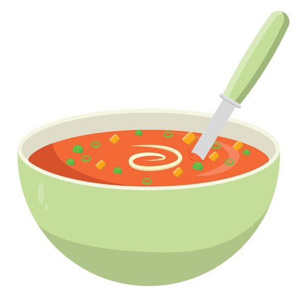 Soup bowl, illustration, vector on a white background.