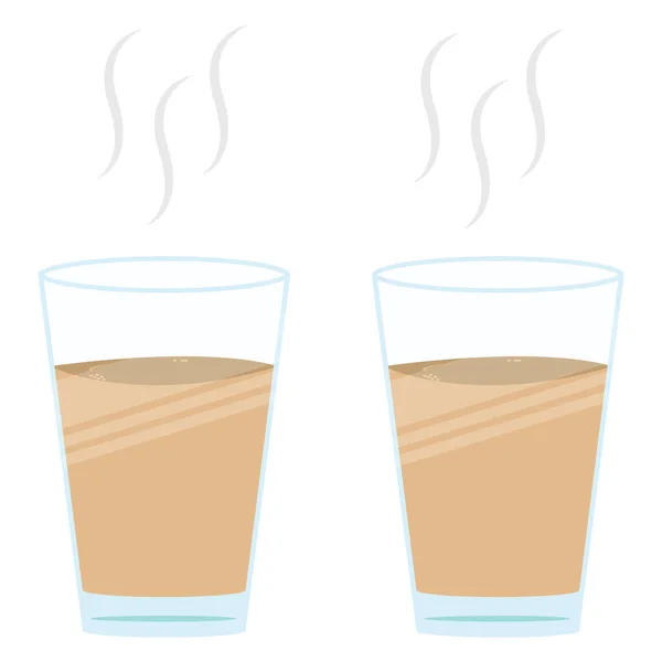 Two Glasses Hot Tea Illustration Vector White Background — Stock Vector