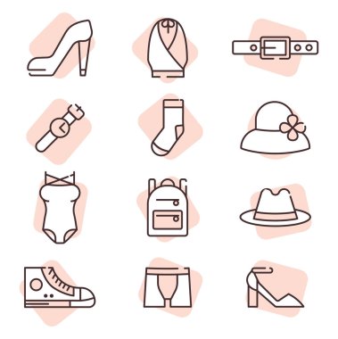 Moda aksesuarları, illüstrasyon, beyaz arkaplan üzerindeki vektör.